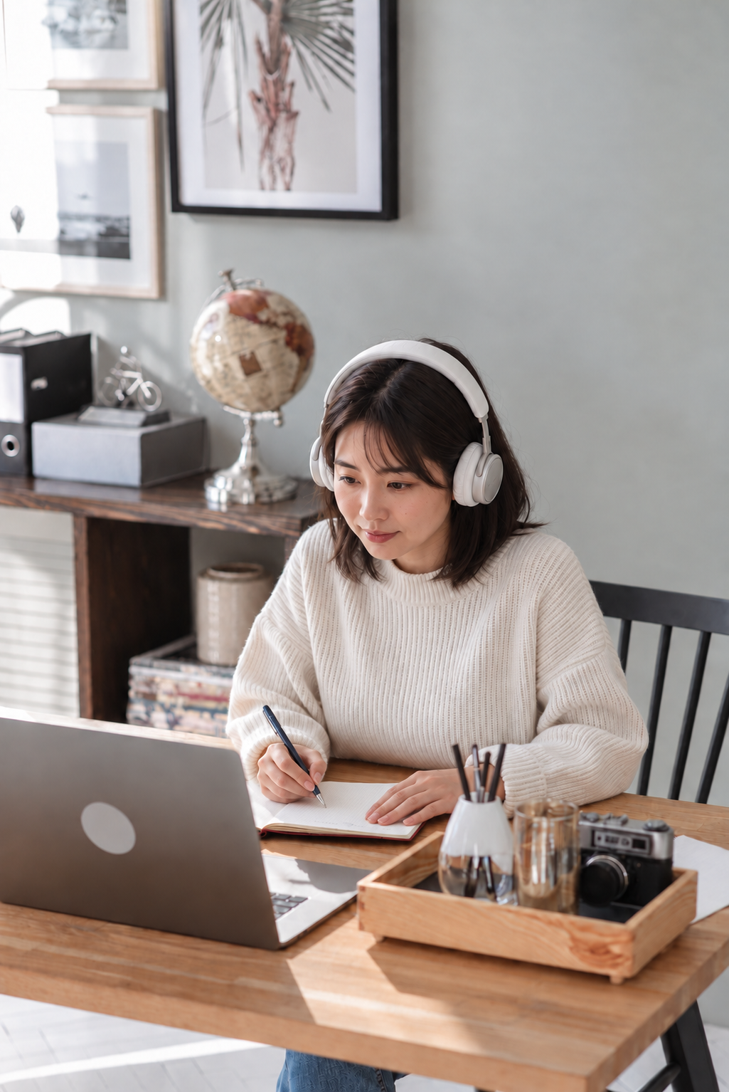 PCとノートで学ぶ人のイメージ